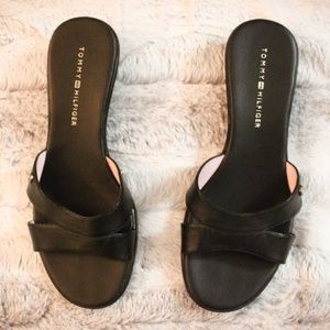 Tommy Hilfiger Wedge Leather Open Toe Shoes